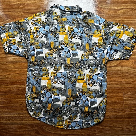 90's Vintage MAXX FM Button Up Shirt Abstract Art Print Size Large - Picture 4 of 9